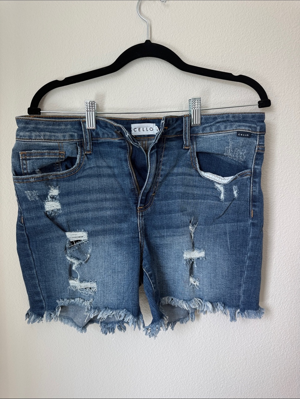 Cello Women's Ripped Denim Cutoff Shorts - Blue Wash